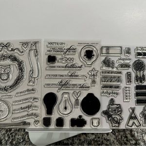 Lot Of 3 Clear Stamps - Some Used & Some New Lightbulb, Owls, Bears, Inspiration